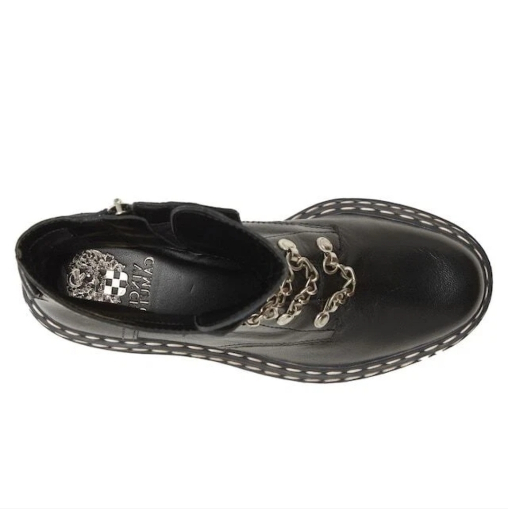 Gorgeous Vince Camuto Leather Chain Tie Combat Boots - Picture 2 of 7